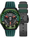 Nubeo Men's Watch Battery with Green Rubber Strap