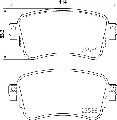 Brembo Rear Disc Brake Pads Set Height 54mm Width 114mm Thickness 17mm Citroen Fiat Opel Peugeot Toyota