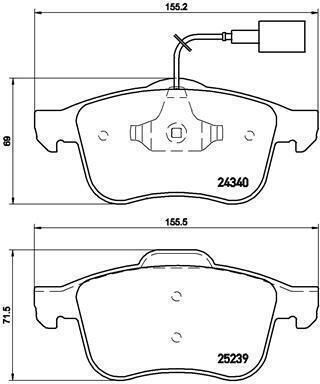 Brembo Ceramic Disc Brake Pads Set Alfa Romeo Giulietta Dodge Dart Front 155x69x20mm 156x72x20mm Teves Piston Clip