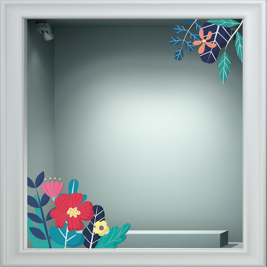 Frühlingsblumen Fensteraufkleber Set aus 2 Stück 50cm x 21cm