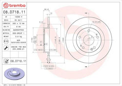 Disc de Frână Spate Dreapta Stânga Brembo Honda Civic X 1.0 1.5 1.6d 08.16 Diametru 282mm Înălțime 37mm 5 Orificii Disc de Frână Spate Dreapta Stânga Brembo Honda Civic X 1.0 1.5 1.6d 08.16 Diametru 282mm Înălțime 37mm 5 Orificii
