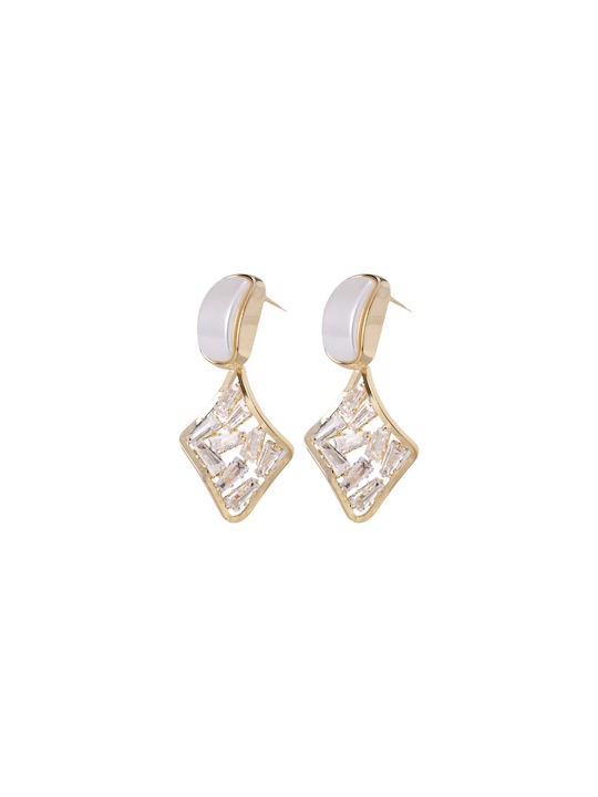 Dangling Earrings with Rhinestones 40 mm