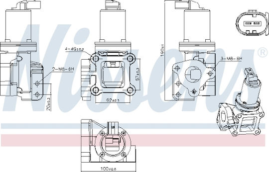 Nissens Egr Valve Hyundai H-1 Starex Cargo Travel 2.5d 07.01 Without Egr Radiator First Fit