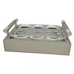 Marine Business Tray Shot Glasses Beige Tray Cup Holders