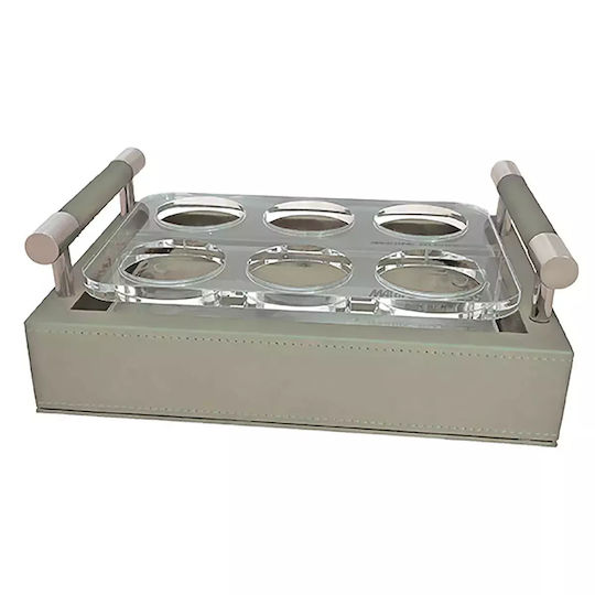 Marine Business Tray Shot Glasses Beige Δίσκος Ποτηροθήκες