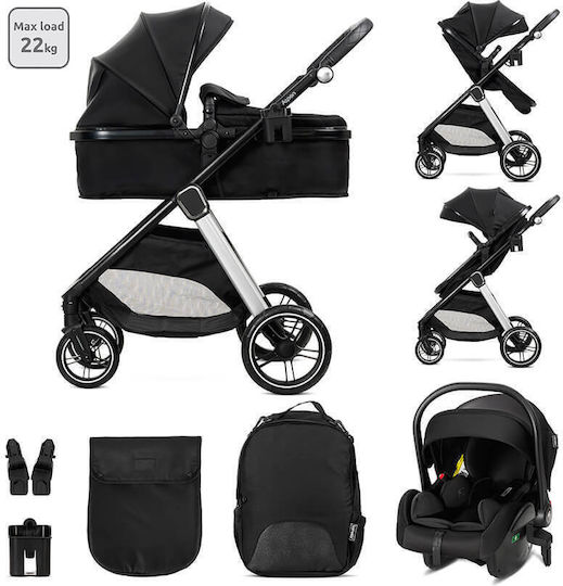 Lorelli Aspen Adjustable 3 in 1 Baby Stroller Suitable for Newborn Black