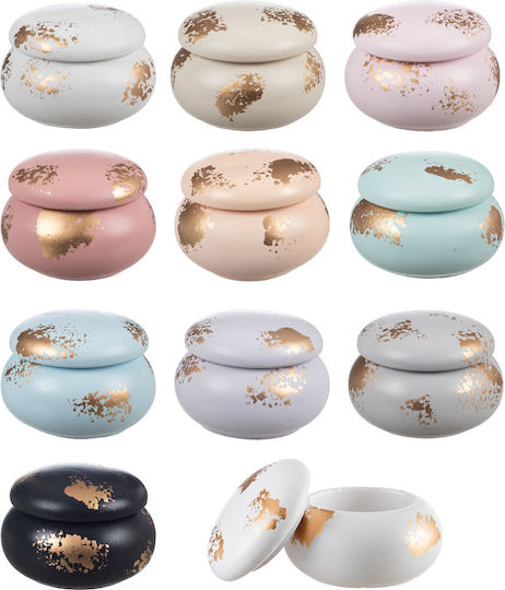Ceramic Macaron Jewelry Box Gold Patina 5x7cm K883 Nv-1200883