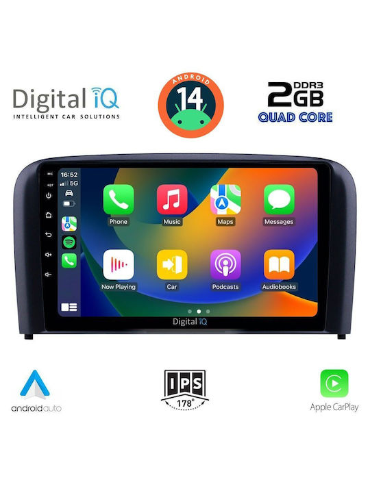 Digital IQ Auto-Audiosystem für Volvo S80 1998-2006 (Bluetooth/USB/AUX/WiFi/GPS/Apple-Carplay/Android-Auto) mit Touchscreen 9"
