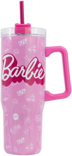 Stor Insulated Stainless Steel Kids Water Bottle Barbie with Straw 940ml (Various Designs/Colors)