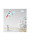 Autocolant de Perete Dinozaur Avion cu 4 Nori 50cm X 56cm