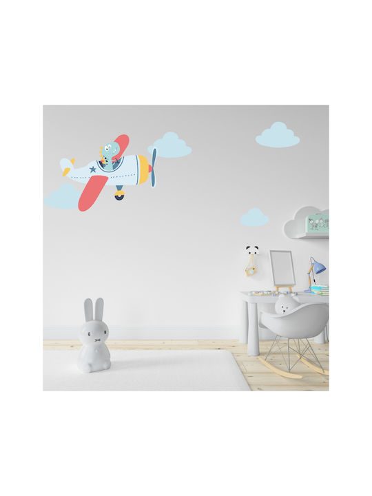 Dinosaur Airplane Wall Sticker with 4 Clouds 80cm X 53cm