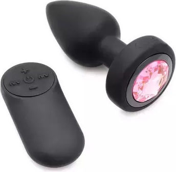 Xr Brands Vibrating Silicone Anal Plug Remote Round Small