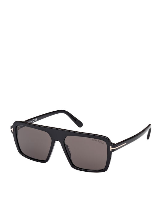 Tom Ford Men's Sunglasses with Black Plastic Frame and Black Lens