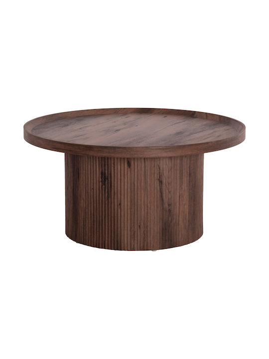 Round Central Coffee Table Margon Wooden Dark Brown 80x80x40cm