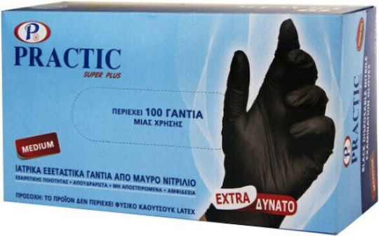 Practic Nitrile Examination Gloves Black 100pcs