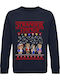 Sweatshirt Unisex Organic " Ugly Christmas Sweater Stranger Things Christmas " French Navy