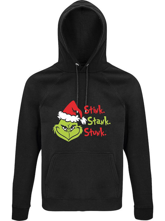 Unisex Hoodie Bio "Stink Stank Stunk Grinch Gesicht Weihnachten" Schwarz