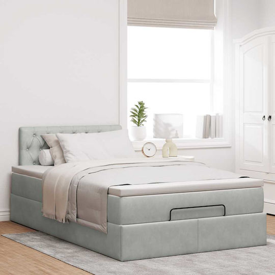 Doppeltes Bett Mit Stoff in Hellgrau Mit Lattenrost Und Matratze 120x190cm