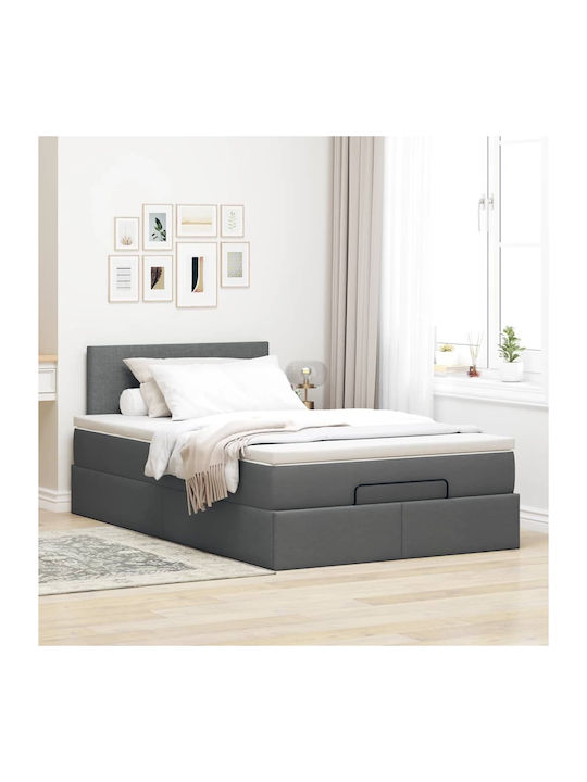 Semi-Double Bed Upholstered with Dark Grey Fabr...