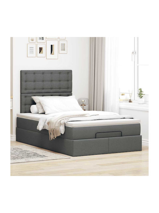 Double Upholstered Bed with Fabric Dark Grey wi...
