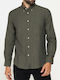 Long-sleeved Cotton Shirt Dark Green