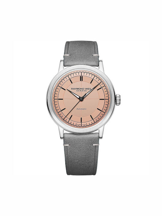 Raymond Weil Ανδρικό Ρολόι 39.5mm Μπαταρίας με Γκρι Δερμάτινο Λουράκι