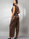 Women's Fabric Trousers with Rubber Band Bronze