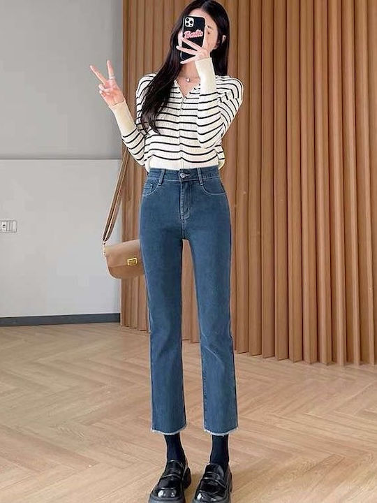 Hoch tailliert Damenjeans in Mom-Passform Light Blue