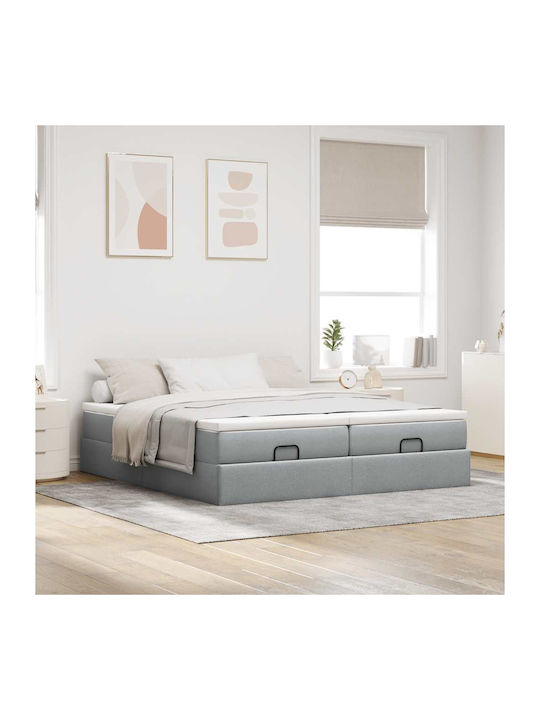 King Size Bed Base Upholstered with Fabric Ligh...