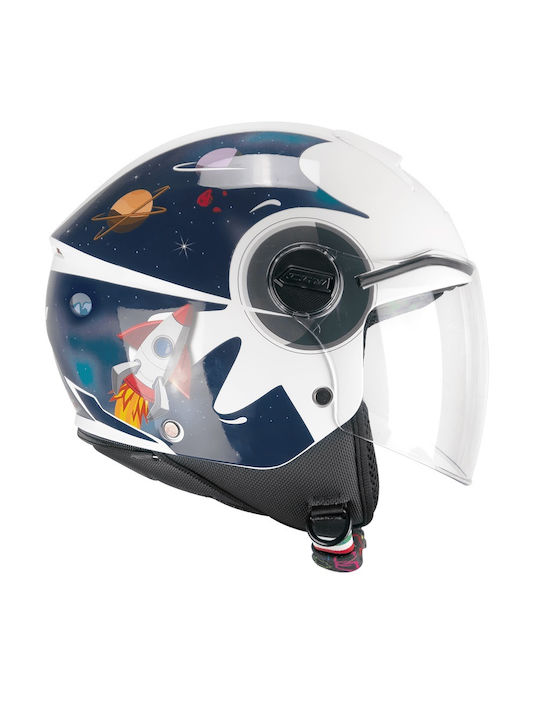 CGM Mini Space Blue / White Παιδικό Κράνος Μηχανής Full Face ECE 22.06 850gr