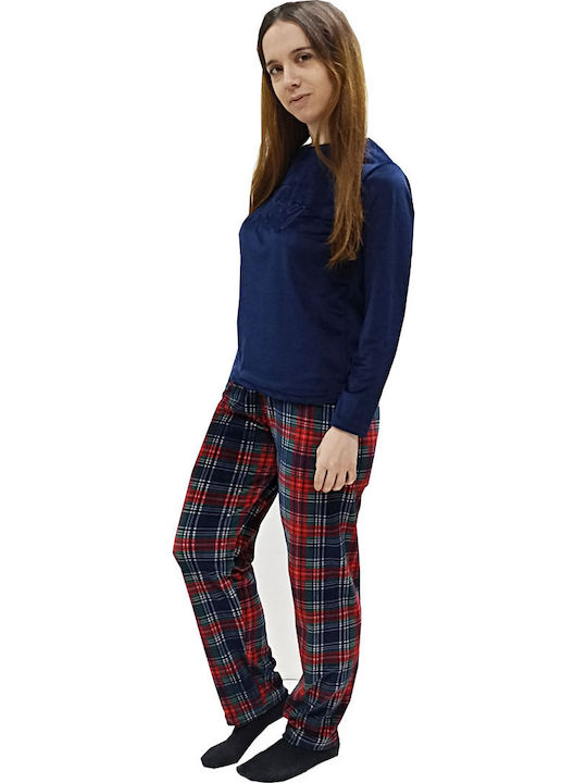 MISS MELINA Winter Women's Pyjama Set Velvet Blue
