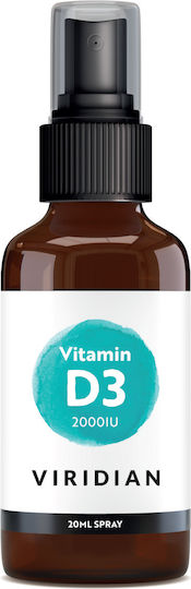 Viridian Liquid Vitamin D3 Βιταμίνη για Ενίσχυση του Ανοσοποιητικού & την Υγεία των Οστών 2000iu 20ml