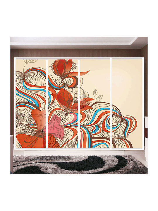 Abstract Flowers Wardrobe Sticker 260cm