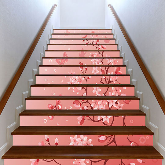 Decorative Staircase Wall Sticker Flowers and Birds 1 Piece Orafol Decorative Staircase Wall Sticker Flowers and Birds 1 Piece Orafol