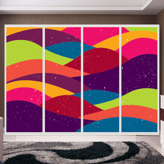 Wardrobe Sticker Colorful Waves 200cm