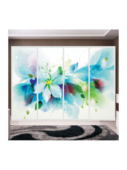 White Flower Wardrobe Sticker 270cm