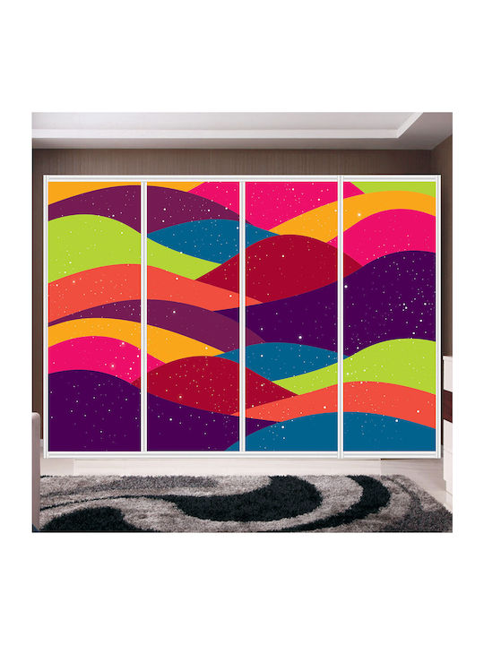 Kleiderschrankaufkleber Bunte Wellen 250cm