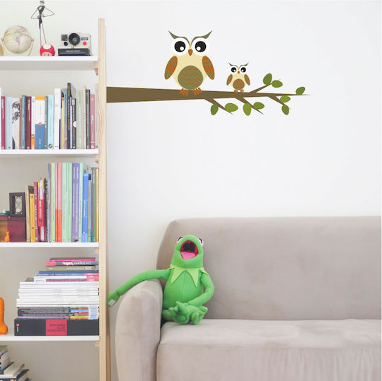 Αυτοκόλλητο Τοίχου Κουκουβάγια Κλαδί 50cm X 21cm