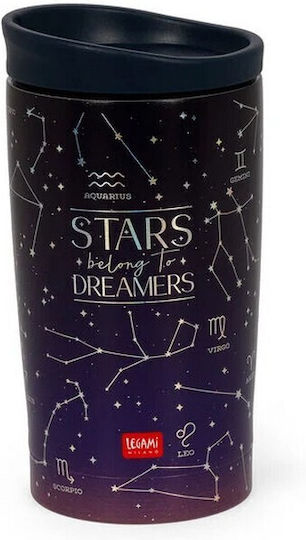 Legami Milano Stars Glass Thermos Stainless Steel / Plastic 275ml Stars With Straw