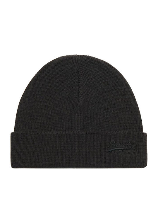 Beanie Unisex Σκούφος Πλεκτός σε Μαύρο χρώμα