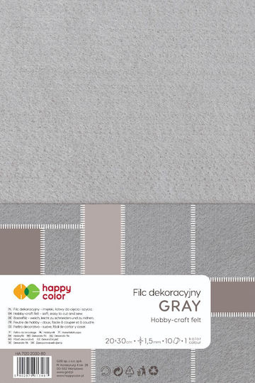 Gray Decorative Felt 10 Sheets 1.5mm 20x30cm Happy Color