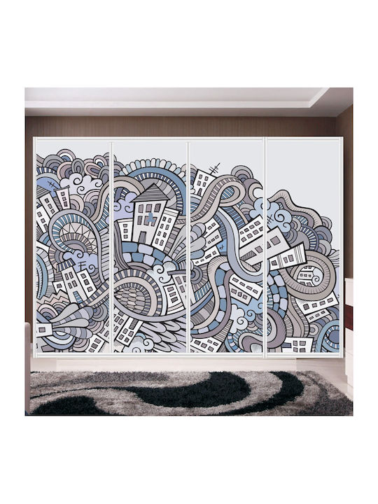 Αυτοκόλλητο Ντουλάπας Abstract City 200cm