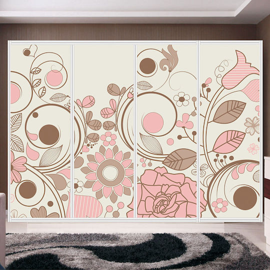 Retro-Blumen Kleiderschrankaufkleber 230 cm