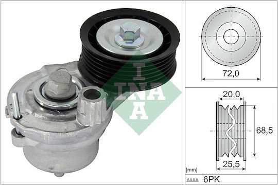 Multi-V Belt Tensioner Chevrolet Captiva Cruze Orlando Opel Antara A 2.0d/2.2d 08.10 Diameter 72mm Width 534070310 6 Grooves INA