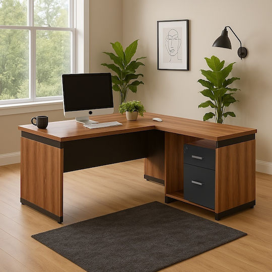 Birou Profesional Oscar cu Birou 160x80x76cm Culoarea Nuc Maro-Carbon