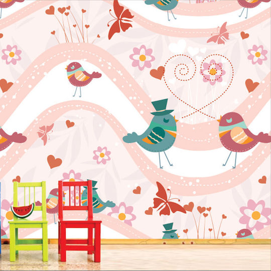 Self-Adhesive Wallpaper Birds Hearts 300cm