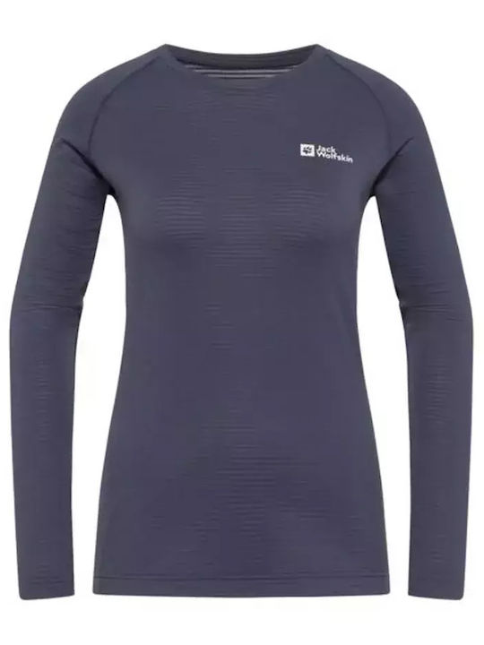 Jack Wolfskin Bluza termica pentru femei cu maneci lungi Gri