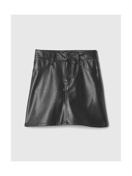 Synthetic Leather Skirt Black 200