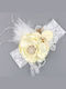 Ultra Impressive Dazzling Formal Lace Headband Wonderfully Decorated with Flowers – Beautiful Beads – Shiny Pearls Diamonds Unique Feathers – White Champagne