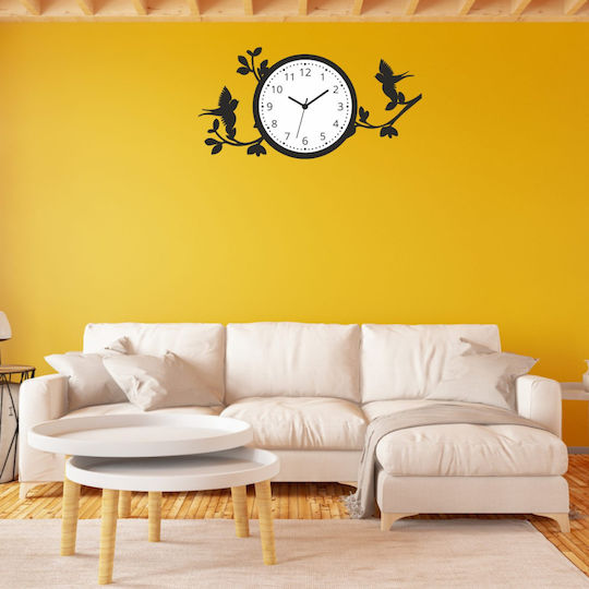 Orafol Branches With Birds Wall Clock Plastic Black
